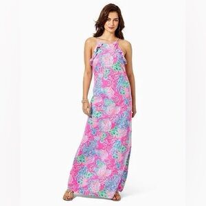 Lilly Pulitzer Billie Maxi Dress in Prosecco Pink Seaing Things